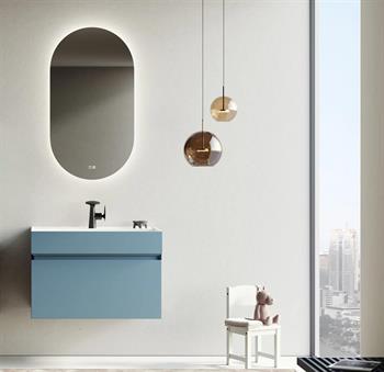 Orka Lusso 80 cm Mat Mavi Banyo Dolabı Takımı