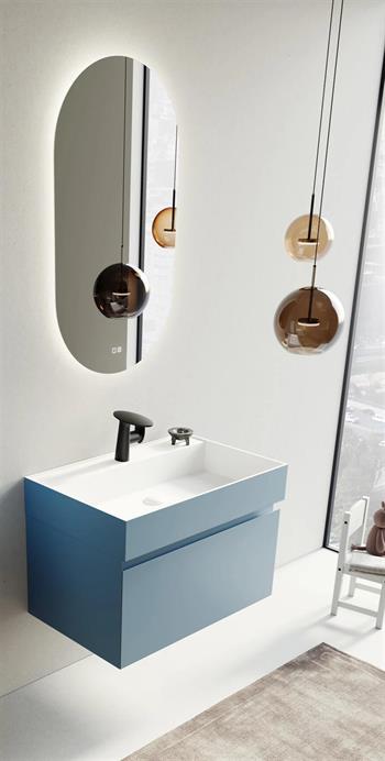 Orka Lusso 80 cm Mat Mavi Banyo Dolabı Takımı