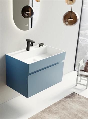 Orka Lusso 80 cm Mavi Banyo Dolabı Alt Modül ve Lavabo