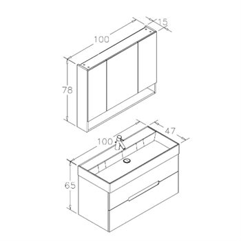 Orka Malta 100 cm Mat Beyaz Banyo Dolabı Takımı
