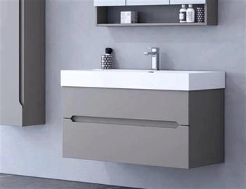 Orka Malta 100 cm Mat Gri Banyo Dolabı Takımı