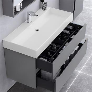 Orka Malta 100 cm Mat Gri Banyo Dolabı Takımı