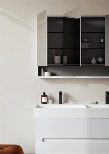 Orka Malta 120 cm Mat Beyaz Banyo Dolabı Takımı (Dolaplı Ayna)