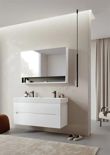 Orka Malta 120 cm Mat Beyaz Banyo Dolabı Takımı (Dolaplı Ayna)