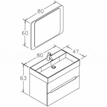 Orka Malta 80 cm Mat Gri Banyo Dolabı Takımı