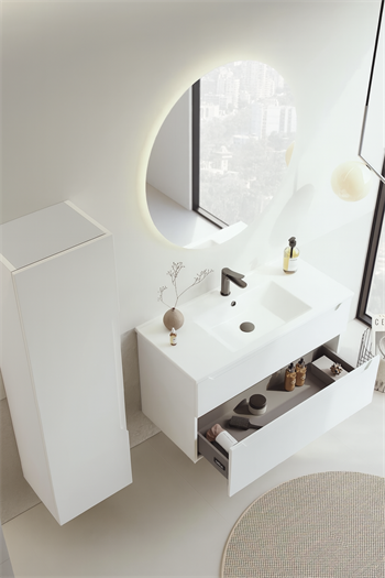 Orka Messina 100 cm Beyaz Banyo Dolabı Takımı (Ledli Ayna)