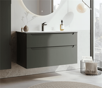 Orka Messina 100 cm Mat Antrasit Banyo Dolabı Alt Modül Ve Lavabo