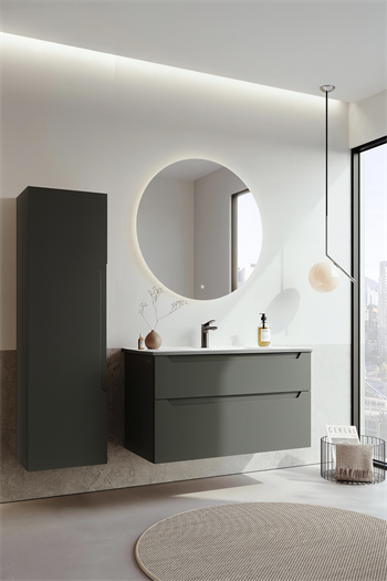 Orka Messina 100 cm Mat Antrasit Banyo Dolabı Takımı (Ledli Ayna)