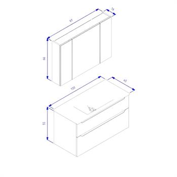 Orka Messina 100 cm Mat Antrasit Banyo Dolabı Takımı (Dolaplı Ayna)