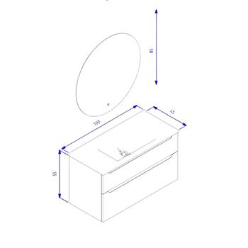 Orka Messina 100 cm Mat Antrasit Banyo Dolabı Takımı (Ledli Ayna)