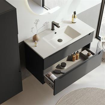 Orka Messina 100 cm Mat Antrasit Banyo Dolabı Alt Modül Ve Lavabo