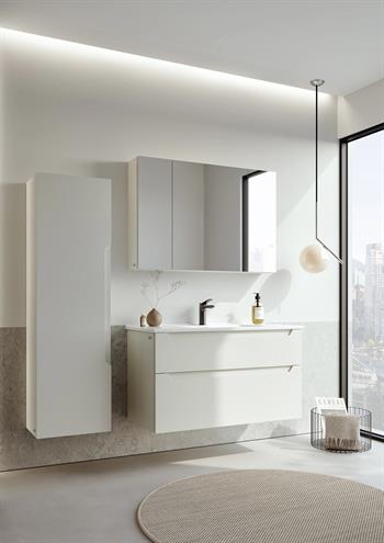 Orka Messina 100 cm Mat Beyaz Banyo Dolabı Takımı (Dolaplı Ayna)