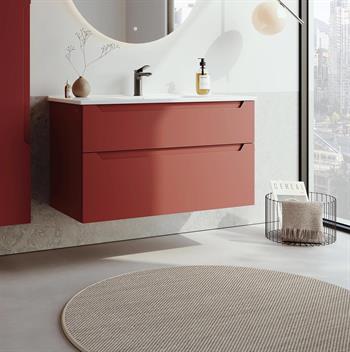 Orka Messina 100 cm Tuscan Kırmızı Banyo Dolabı Alt Modül Ve Lavabo