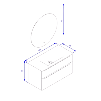Orka Messina 100 cm Tuscan Kırmızı Banyo Dolabı Takımı (Ledli Ayna)