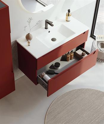 Orka Messina 100 cm Tuscan Kırmızı Banyo Dolabı Alt Modül Ve Lavabo