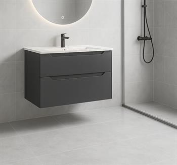 Orka Messina 65 cm Mat Antrasit Banyo Dolabı Alt Modül Ve Lavabo