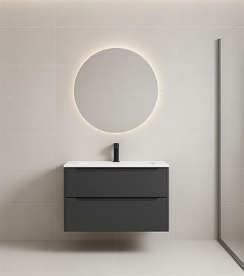 Orka Messina 65 cm Mat Antrasit Banyo Dolabı Takımı (Ledli Ayna) 