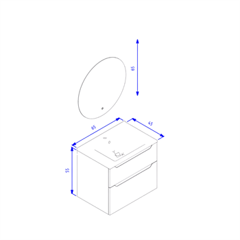 Orka Messina 65 cm Mat Antrasit Banyo Dolabı Takımı (Ledli Ayna) 