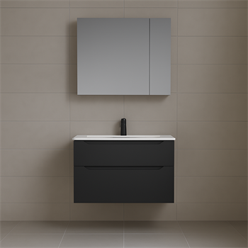 Orka Messina 65 cm Mat Antrasit Banyo Dolabı Takımı (Dolaplı Ayna)