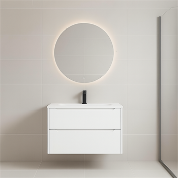 Orka Messina 65 cm Mat Beyaz Banyo Dolabı Takımı (Ledli Ayna)