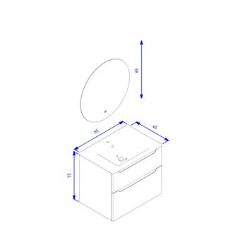 Orka Messina 65 cm Mat Beyaz Banyo Dolabı Takımı (Ledli Ayna)