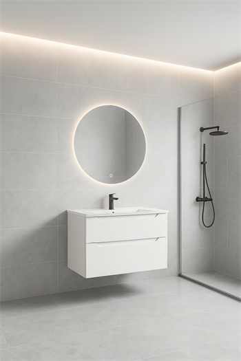 Orka Messina 65 cm Mat Beyaz Banyo Dolabı Takımı (Ledli Ayna)