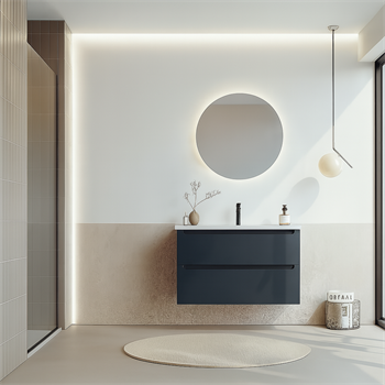 Orka Messina 85 cm Mat Antrasit Banyo Dolabı Takımı (Ledli Ayna)