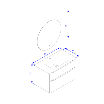 Orka Messina 85 cm Mat Antrasit Banyo Dolabı Takımı (Ledli Ayna)