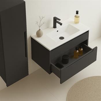 Orka Messina 85 cm Mat Antrasit Banyo Dolabı Takımı (Ledli Ayna)