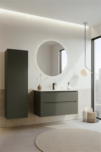 Orka Messina 85 cm Mat Antrasit Banyo Dolabı Takımı (Ledli Ayna)