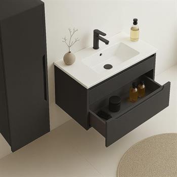 Orka Messina 85 cm Mat Antrasit Banyo Dolabı Alt Modül Ve Lavabo