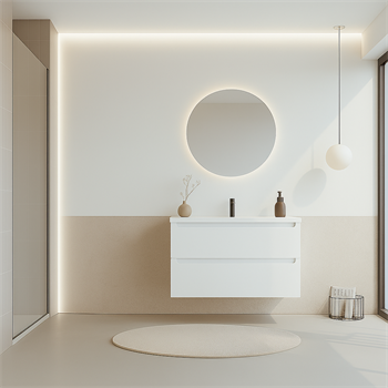 Orka Messina 85 cm Mat Beyaz Banyo Dolabı Takımı (Ledli Ayna)