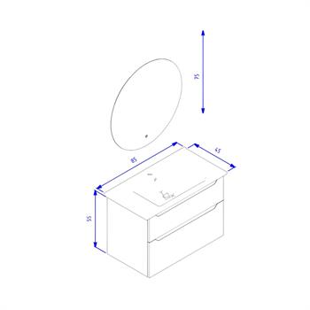 Orka Messina 85 cm Mat Beyaz Banyo Dolabı Takımı (Ledli Ayna)