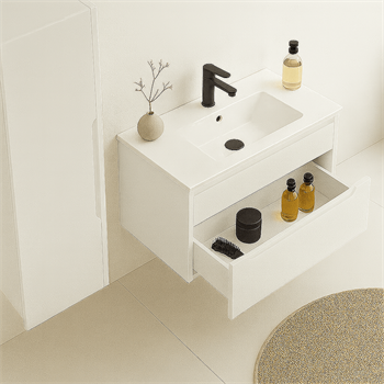 Orka Messina 85 cm Mat Beyaz Banyo Dolabı Alt Modül Ve Lavabo