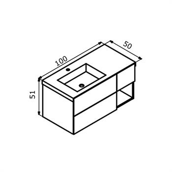 Orka Milano 100 cm Antrasit Banyo Dolabı Alt Modül ve Lavabo