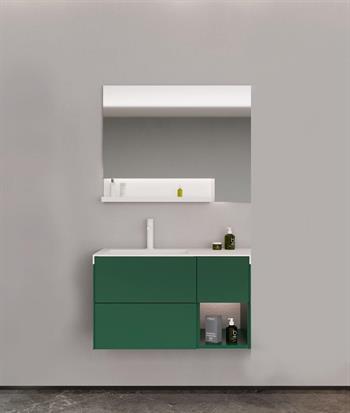 Orka Milano 100 cm Yeşil Banyo Dolabı Alt Modül ve Lavabo