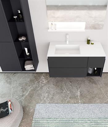 Orka Milano 120 cm Antrasit Banyo Dolabı Alt Modül ve Lavabo