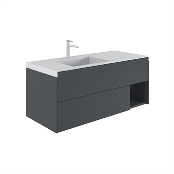 Orka Milano 120 cm Antrasit Banyo Dolabı Alt Modül ve Lavabo