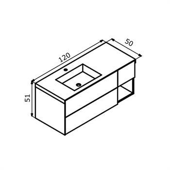 Orka Milano 120 cm Antrasit Banyo Dolabı Alt Modül ve Lavabo