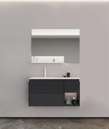 Orka Milano 120 cm Mat Antrasit Banyo Dolabı Takımı