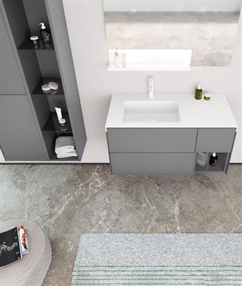 Orka Milano 120 cm Mat Gri Banyo Dolabı Takımı