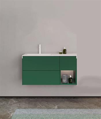 Orka Milano 120 cm Yeşil Banyo Dolabı Alt Modül ve Lavabo