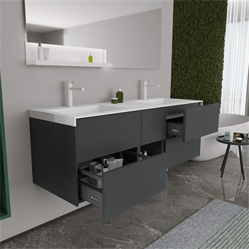 Orka Milano 140 cm Antrasit Banyo Dolabı Alt Modül ve Lavabo