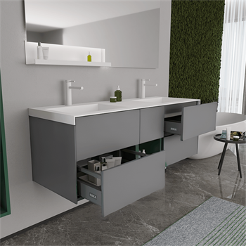 Orka Milano 140 cm Gri Banyo Dolabı Alt Modül ve Lavabo