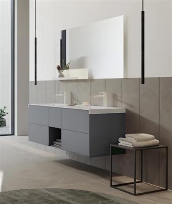 Orka Milano 140 cm Mat Gri Banyo Dolabı Takımı