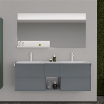 Orka Milano 140 cm Mat Gri Banyo Dolabı Takımı