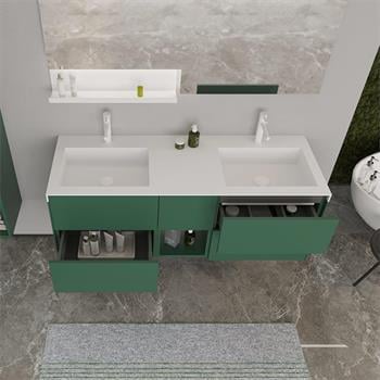 Orka Milano 140 cm Mat Yeşil Banyo Dolabı Takımı