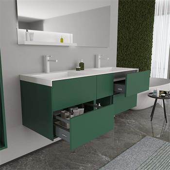 Orka Milano 140 cm Mat Yeşil Banyo Dolabı Takımı