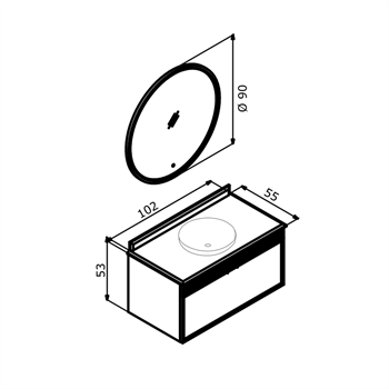 Orka Molino 102 cm Mat Antrasit Lake Banyo Dolabı Takımı