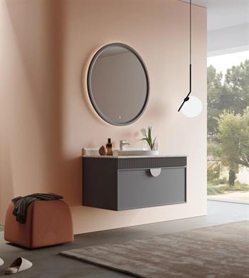 Orka Molino 102 cm Mat Antrasit Lake Banyo Dolabı Takımı